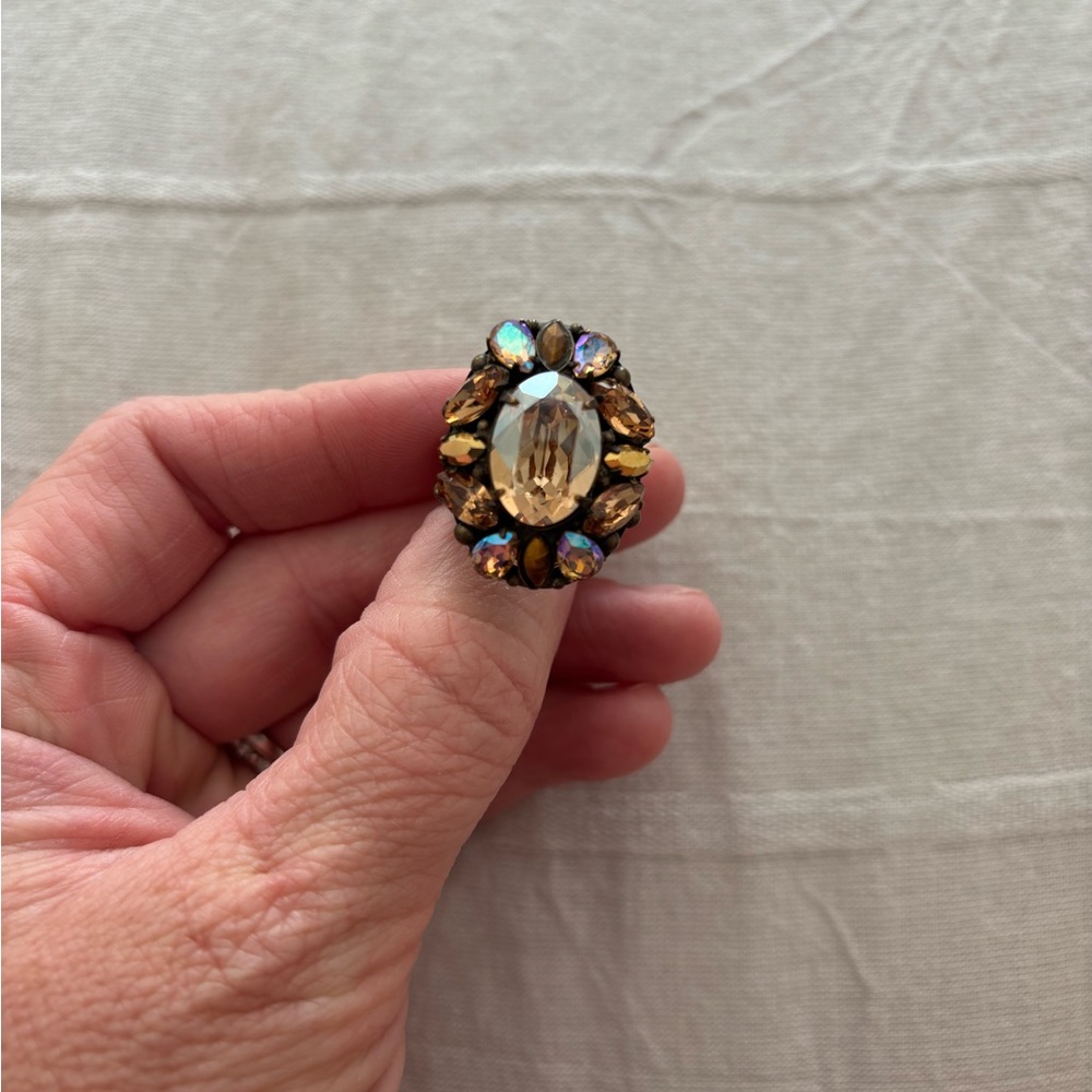 Sorrelli Gold and Blue Crystal Ring